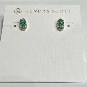 Kendra Scott Green and Gold Oval Earrings